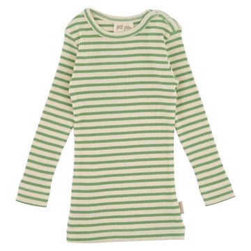 Petit Piao Langærmet T-shirt, Striber // Green Jade/Cream